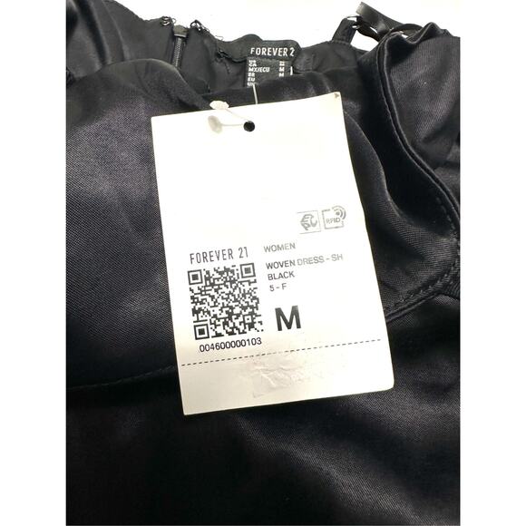 NWT Forever 21 Elegant Black Ruched Midi Dress with Adjustable Strap Size Medium - Picture 5 of 8